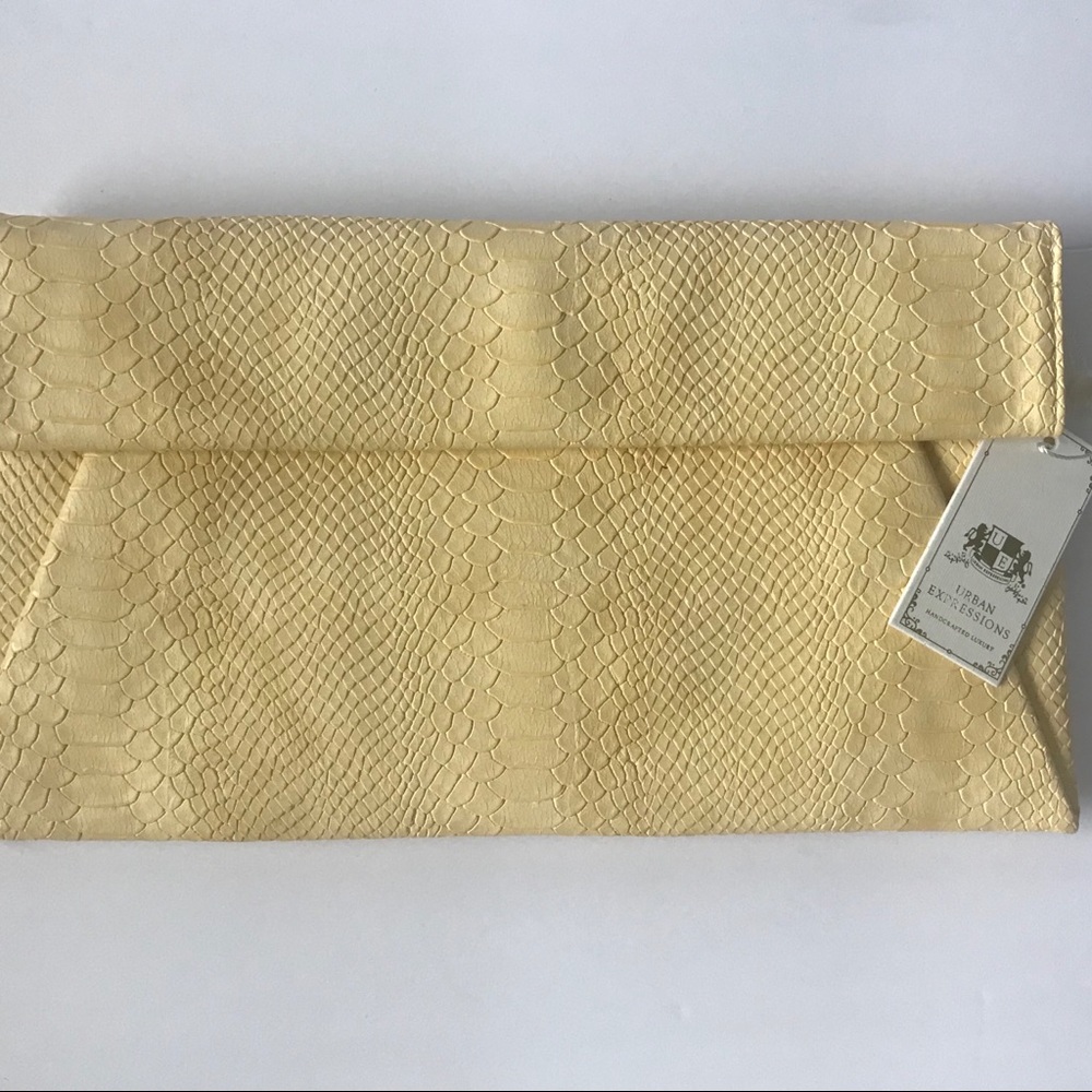 Urban expressions yellow clutch with gold strap